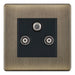 Selectric 5M-Plus Antique Brass Triplex SAT/TV/FM Socket with Black Insert