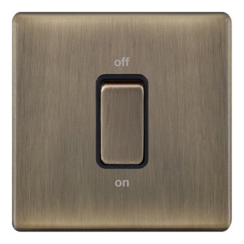 Selectric 5M-Plus Antique Brass 1 Gang 45A DP Switch with Black Insert