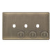 Selectric 5M-Plus Antique Brass 2 Gang Triple Aperture Dimmer Plate with Matching Knobs