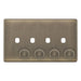 Selectric 5M-Plus Antique Brass 2 Gang Quad Aperture Dimmer Plate with Matching Knobs