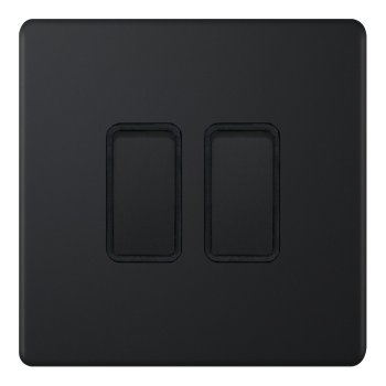 Selectric 5M-Plus Matt Black 2 Gang 10A 2 Way Switch with Black Insert