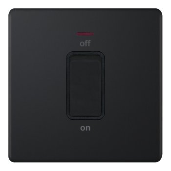 Selectric 5M-Plus Matt Black 1 Gang 45A DP Switch with Neon and Black Insert