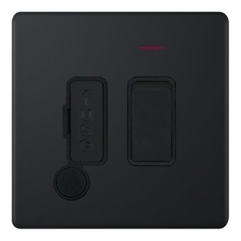 Selectric 5M-Plus Matt Black 13A DP Switched Fused Connection Unit with Flex Outlet, Neon, and Black Insert