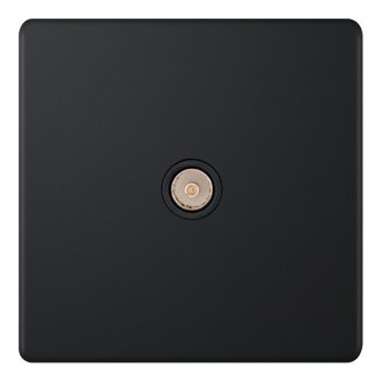Selectric 5M-Plus Matt Black 1 Gang TV Socket with Black Insert