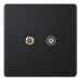 Selectric 5M-Plus Matt Black 2 Gang Satellite and TV/FM Socket with Black Insert