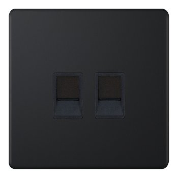 Selectric 5M-Plus Matt Black 2 Gang RJ45 Socket with Black Insert