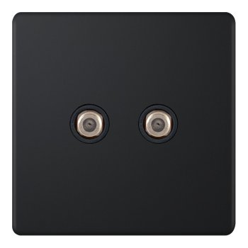 Selectric 5M-Plus Matt Black 2 Gang Satellite Socket with Black Insert