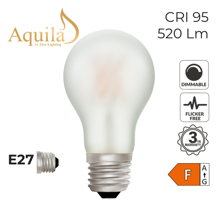 Zico GLS A60 Dim-to-Warm Frosted 6W CRI 95 2000K - 2800K E27 Light Bulb - ZL-A60/6WDWE27F