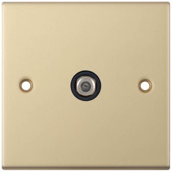 Selectric 5M Satin Brass 1 Gang Satellite Socket with Black Insert