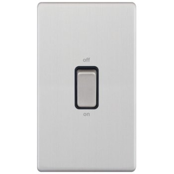 Selectric 5M-Plus Satin Chrome 2 Gang 45A DP Switch with Black Insert