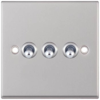 Selectric 7M-Pro Satin Chrome 3 Gang 10A 2 Way Toggle Switch