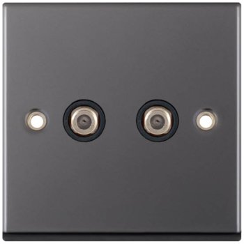 Selectric 7M-Pro Black Nickel 2 Gang Satellite Socket with Black Insert
