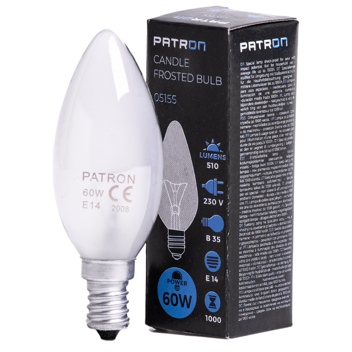 Patron - 05155 Incandescent Bulb E14 60W B35 230V FR