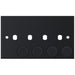 Selectric 5M Matt Black 2 Gang Quad Aperture Dimmer Plate with Matching Knobs