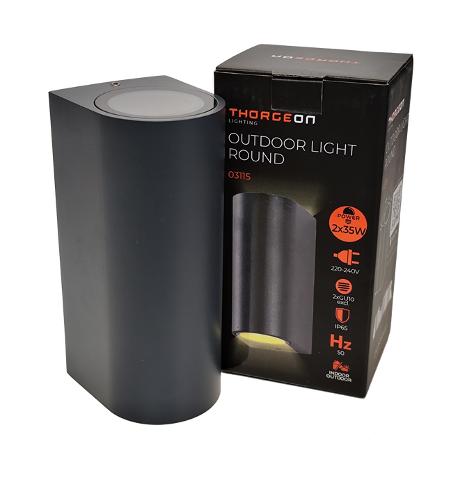Thorgeon - 03115 Outdoor Wall Light without Light Source 2xGU10 IP65 03115 Round Anthracite THORGEON