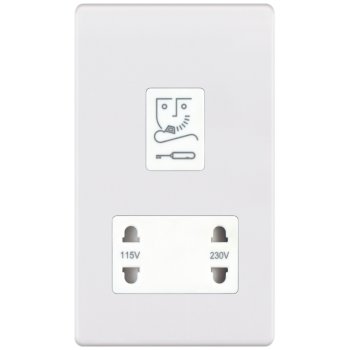 Selectric 5M-Plus Matt White 115/230V Dual Voltage Shaver Socket with White Insert