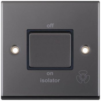 Selectric 7M-Pro Black Nickel 1 Gang 10A 3 Pole Fan Isolator Switch with Black Insert
