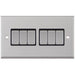 Selectric 7M-Pro Satin Chrome 6 Gang 10A 2 Way Switch with Black Insert