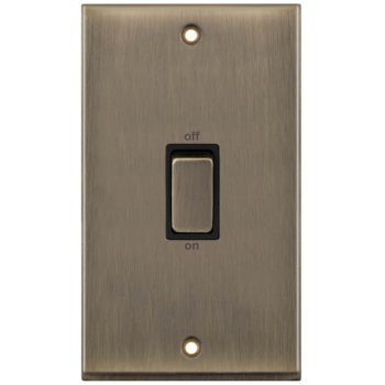 Selectric 7M-Pro Antique Brass 2 Gang 45A DP Switch with Black Insert