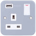 Selectric Metal Clad 1 Gang 13A Switched Socket with USB Outlet