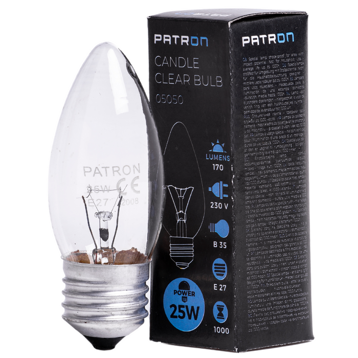 Patron - 05050 Incandescent Bulb E27 25W B35 230V CL