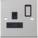 Selectric 5M Satin Chrome 1 Gang 13A DP Switched Socket with Black Insert