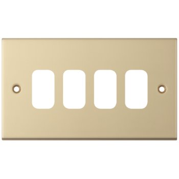 Selectric 5M GRID360 Satin Brass 4 Gang Faceplate