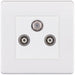 Selectric 5M-Plus Matt White Triplex SAT/TV/FM Socket with White Insert