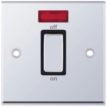 Selectric 7M-Pro Polished Chrome 1 Gang 45A DP Switch with Neon and Black Insert