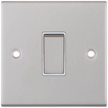 Selectric 5M Satin Chrome 1 Gang 10A 2 Way Switch with White Insert