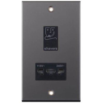 Selectric 5M Black Nickel 115/230V Dual Voltage Shaver Socket with Black Insert