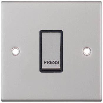 Selectric 5M Satin Chrome 1 Gang 10A Push to Make Switch with Black Insert