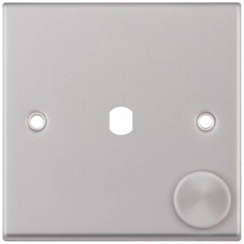 Selectric 7M-Pro Satin Chrome 1 Gang Single Aperture Dimmer Plate with Matching Knob