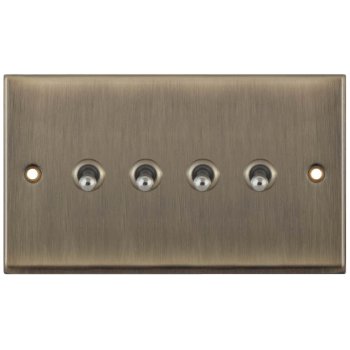 Selectric 7M-Pro Antique Brass 4 Gang 10A 2 Way Toggle Switch