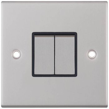 Selectric 5M Satin Chrome 2 Gang 10A 2 Way Switch with Black Insert