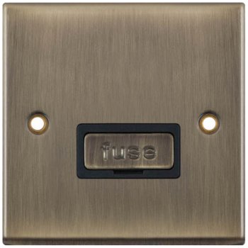 Selectric 7M-Pro Antique Brass 13A Fused Connection Unit with Black Insert