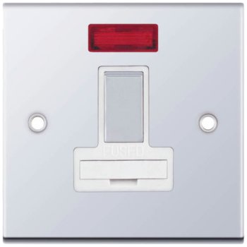 Selectric 5M Polished Chrome 13A DP Switched Fused Connection Unit with Neon and White Insert