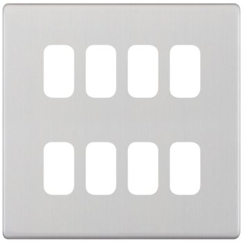 Selectric 5M-Plus GRID360 Satin Chrome 8 Gang Faceplate