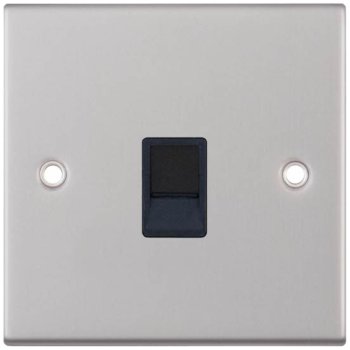 Selectric 5M Satin Chrome 1 Gang RJ11 Socket with Black Insert