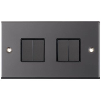 Selectric 5M Black Nickel 4 Gang 10A 2 Way Switch with Black Insert