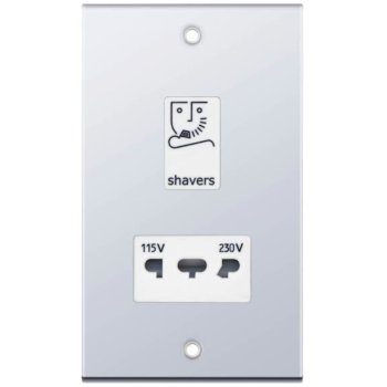 Selectric 5M Polished Chrome 115/230V Dual Voltage Shaver Socket with White Insert