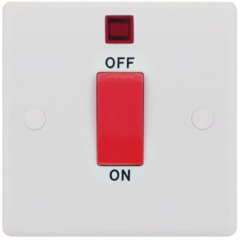 Selectric Smooth 1 Gang 45A DP Switch with Neon and Red Rocker