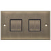 Selectric 5M Antique Brass 4 Gang 10A 2 Way Switch with Black Insert
