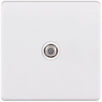 Selectric 5M-Plus Matt White 1 Gang Satellite Socket with White Insert