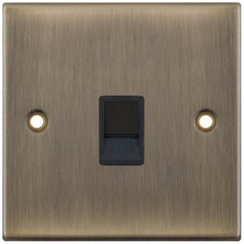 Selectric 5M Antique Brass 1 Gang RJ45 Data Socket with Black Insert