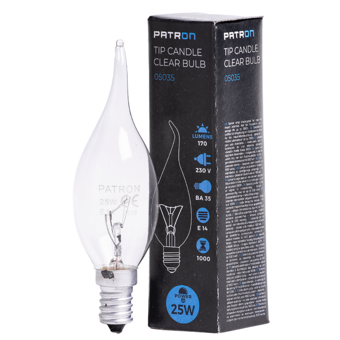 Patron - 05035 Incandescent Bulb E14 25W BA35 230V CL