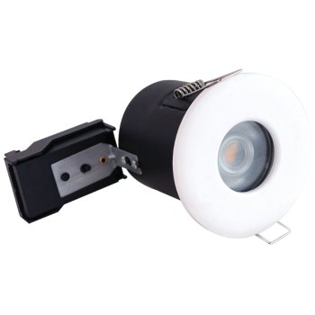 Selectric PushGlo Die-Cast Steel IP65 50W Fixed GU10 Downlight with White Bezel