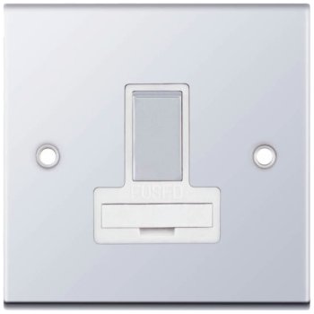 Selectric 5M Polished Chrome 13A DP Switched Fused Connection Unit with White Insert
