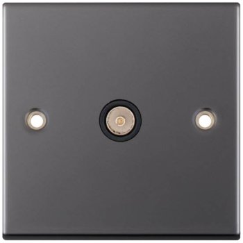 Selectric 5M Black Nickel 1 Gang TV Socket with Black Insert