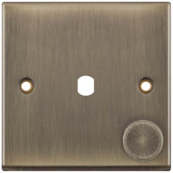 Selectric 7M-Pro Antique Brass 1 Gang Single Aperture Dimmer Plate with Matching Knob